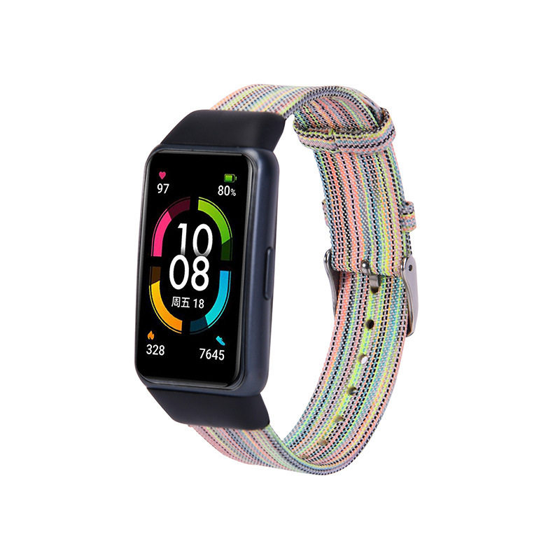 适用huawei华为手环6代7代智能运动手表表带通用nfc版荣耀六代帆布