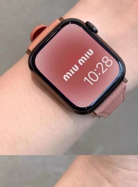 适用ApppleWatch8苹果手表iwatch6 7SE 小马蹄扣精致高级感皮表带S9新款时尚潮流个性男女替换腕带