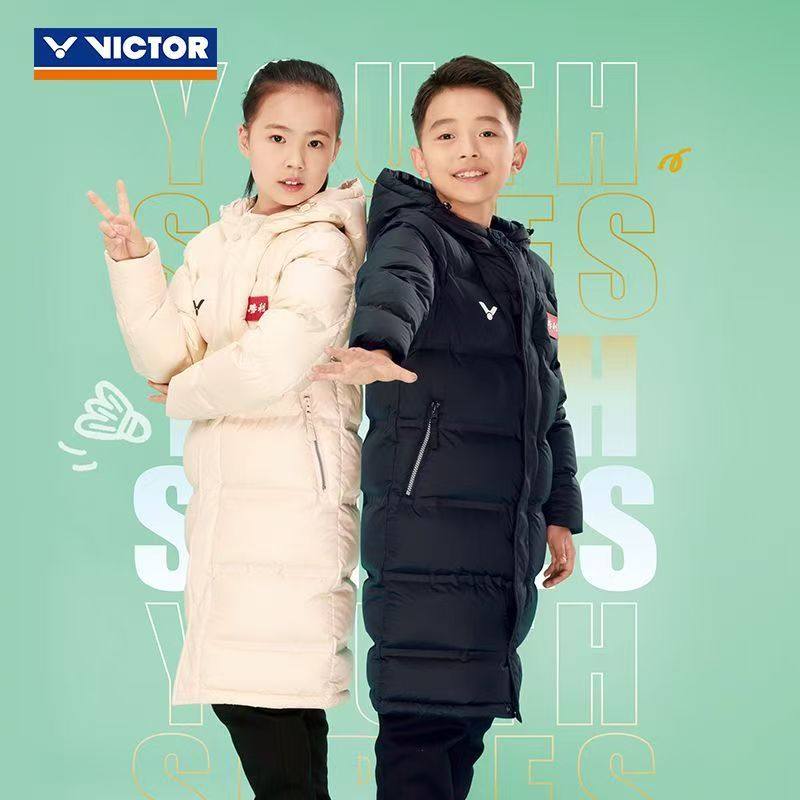 VICTOR威克多胜利羽毛球服青少年儿童中长款白鸭绒羽绒服 J-37703