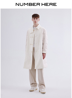 NUMBER HERE90%白鸭绒拼接轻薄款羽绒服夹克外套大衣男NH24Y208