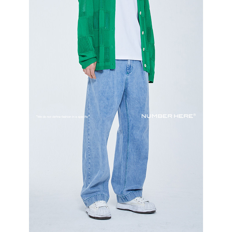 NUMBER HERE【流水系列】新款水洗牛仔长裤男女同款NH22N057