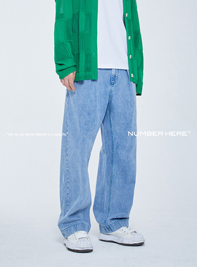 NUMBER HERE【流水系列】新款水洗牛仔长裤男女同款NH22N057