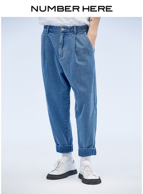NUMBER HERE男装春季水洗牛仔裤小脚收口怀旧复古休闲裤NH203136