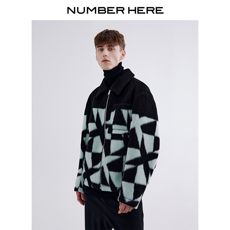 NUMBERHERE翻领绵羊毛夹克外套
