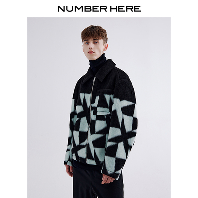 NUMBERHERE翻领绵羊毛夹克外套