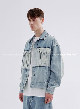 NUMBER HERE14盎司重磅牛仔夹克男女同款水洗撞色外套NH24V071
