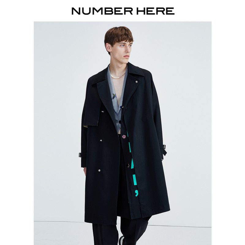 NUMBER HERE进口梭织面料春秋季解构风衣外套大衣男款NH13F112