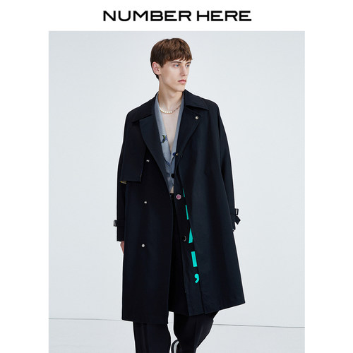 NUMBER HERE进口梭织面料春秋季解构风衣外套大衣男款NH13F112