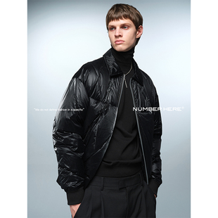 NH 光泽感暗格纹面料不规则绗线羽绒服夹克外套男女款23400117156