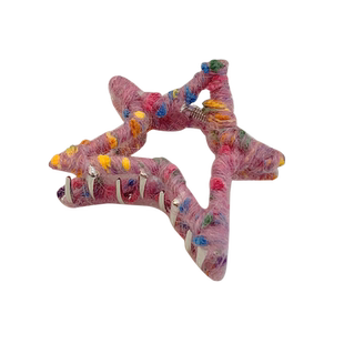 秋冬款可爱彩色五角星抓夹后脑勺高马尾中号发夹女夹子发抓鲨鱼夹