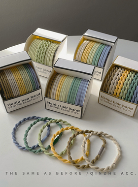 夏天高弹力橡皮筋女扎头发绳头饰简约编织头绳耐用不伤发马尾发圈