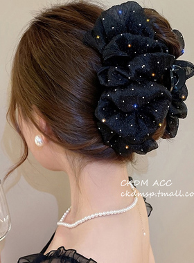 2023新款泡泡夹网纱双面蝴蝶结抓夹头饰发夹女后脑勺发卡大号发饰