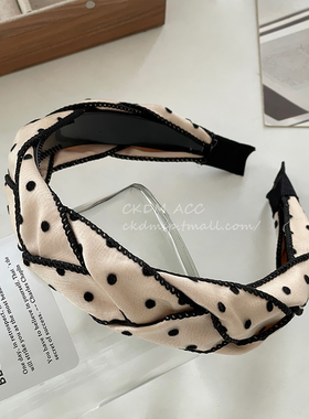 网红新款2023高颅顶波点麻花发箍女韩版优雅带齿防滑头箍发卡头饰