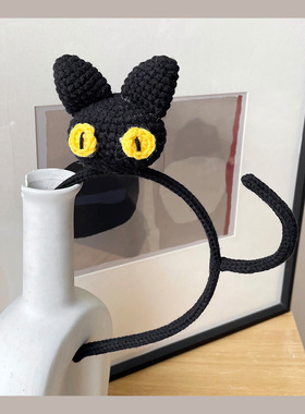 韩版黑色针织毛线猫咪发箍可爱少女洗脸化妆自拍外出卡通头箍头饰