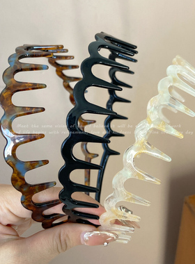 法式醋酸洗脸发箍女高颅顶运动发卡防滑压发头箍带齿网红波浪头饰