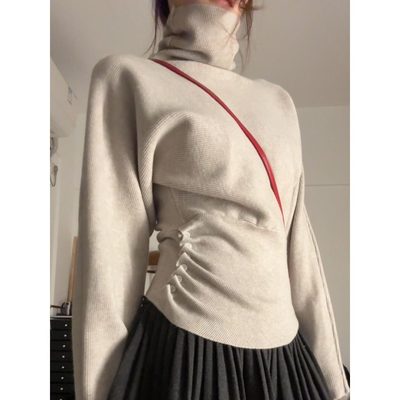 燕麦色加厚高领针织毛衣