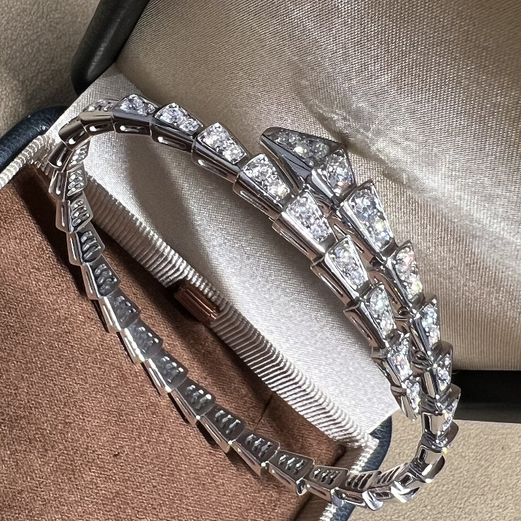 珠宝高级定制18K白金玫瑰金真钻石蛇镯SERPENT VIPER灵蛇满钻手镯