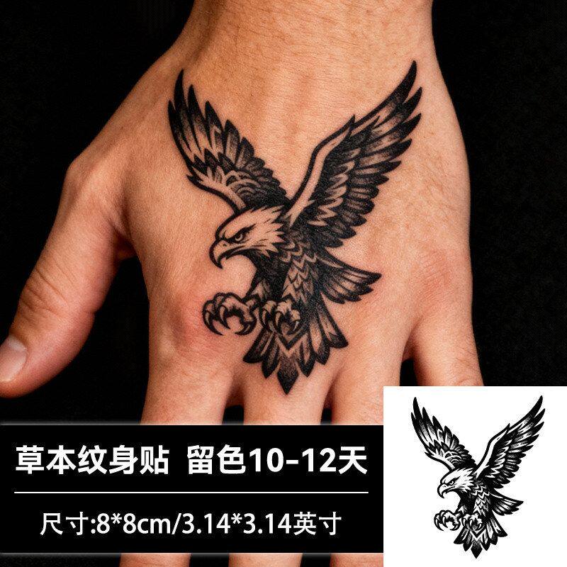 雄鹰草本纹身贴防水男持久不反光手臂手背胸口猛禽仿真刺青纹身贴