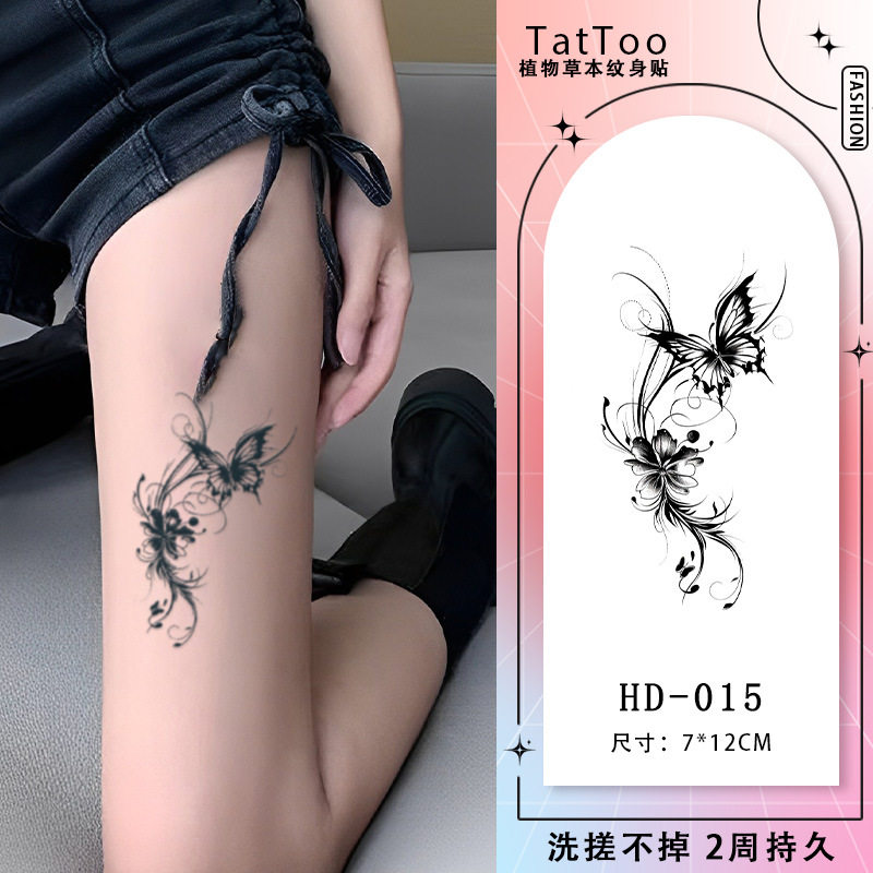 【拍一发三张】网红款花蝴蝶草本果汁纹身贴防水女持久不反光仿真