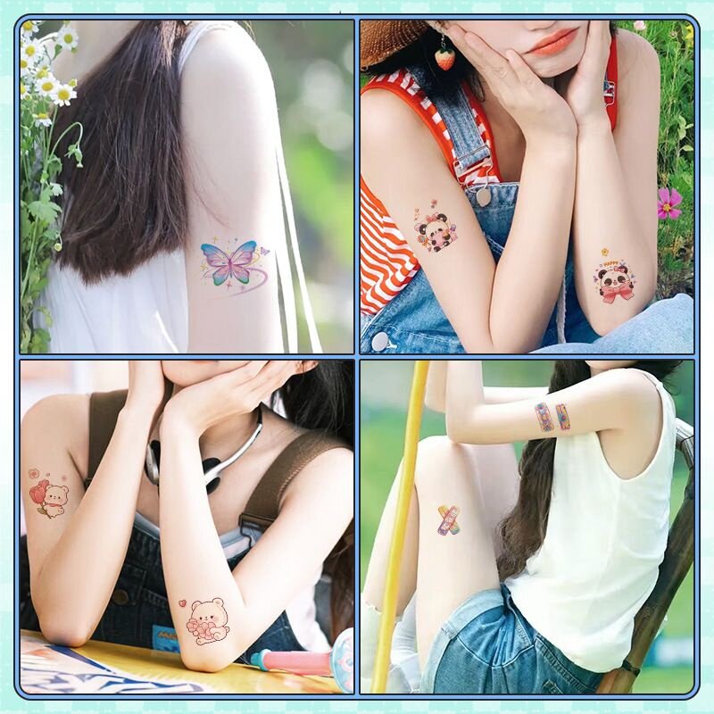 彩色蝴蝶纹身贴女防水持久ins小清新可爱少女手臂手腕锁骨纹身贴