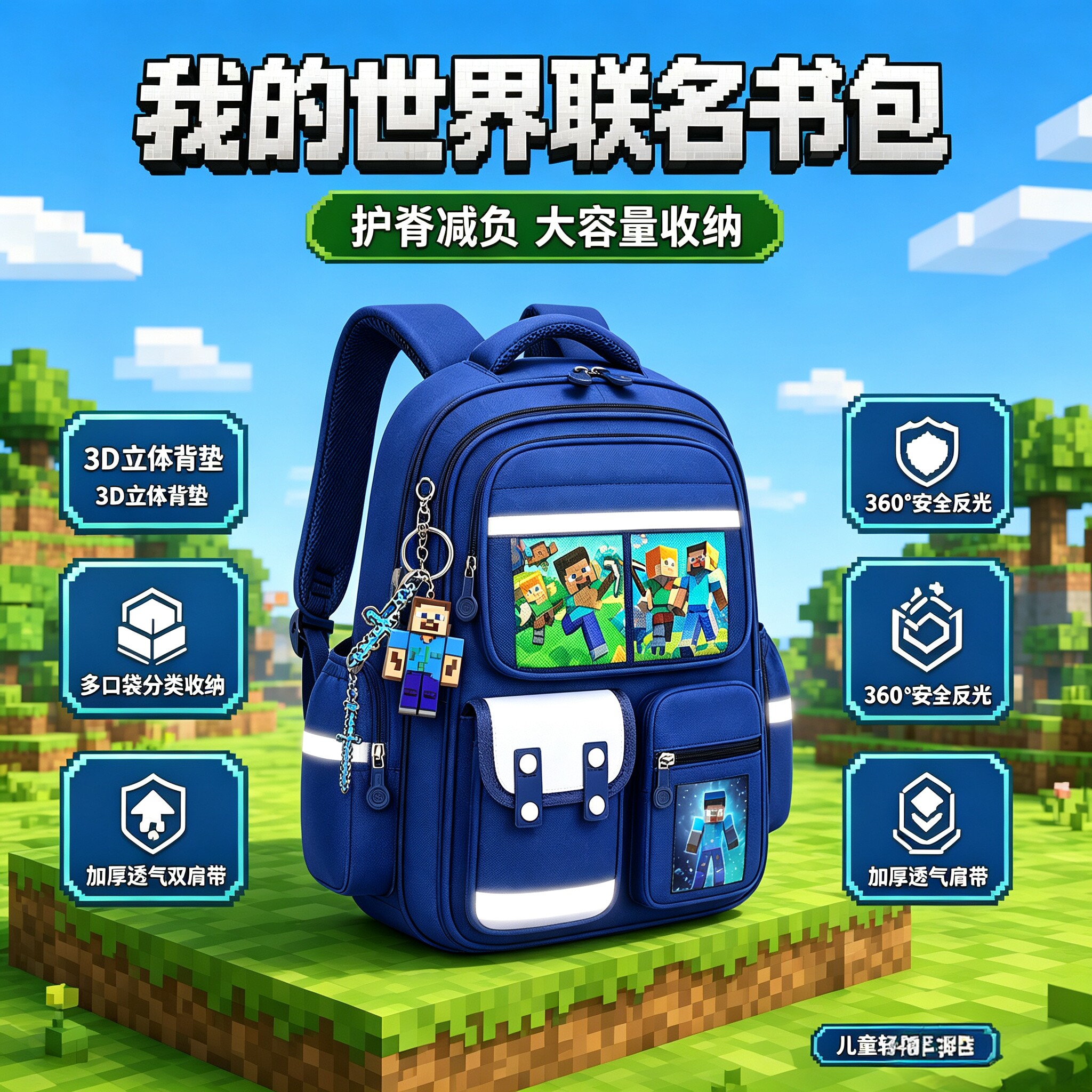 2026新款我的世界书包一年级男孩小学生幼儿园男童大容量双肩书包超轻护脊减负三年级男生轻便正品书包3到6岁