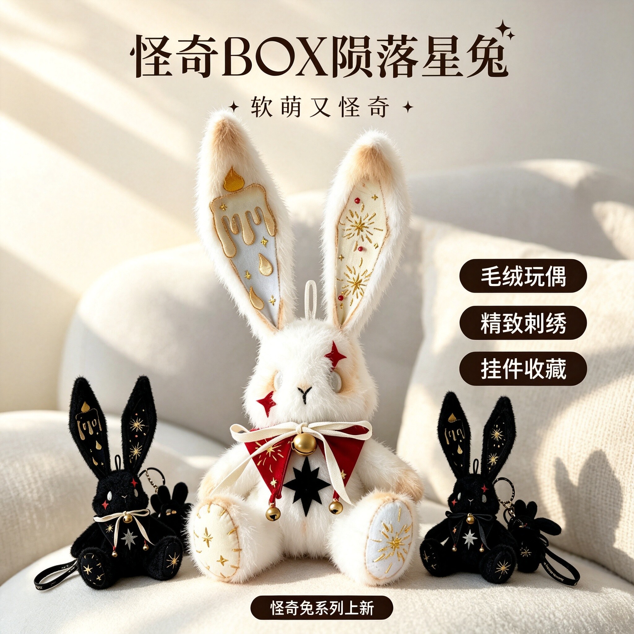 怪奇box兔子陨落星兔玩偶背包挂件钥匙扣包挂手工diy材料包创意礼