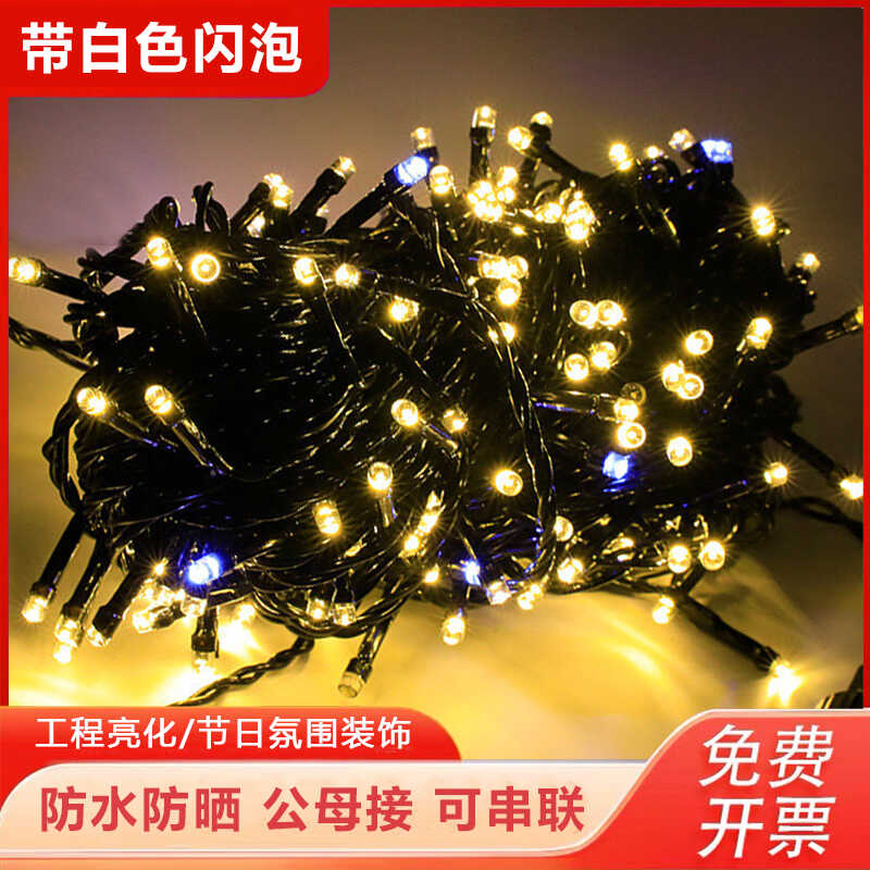 珠海中山挂树上的彩灯闪