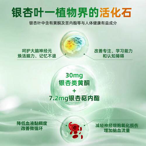 神NutraxIERin进口银杏叶提物经酸补脑取老年记忆力脑雾脑活中素