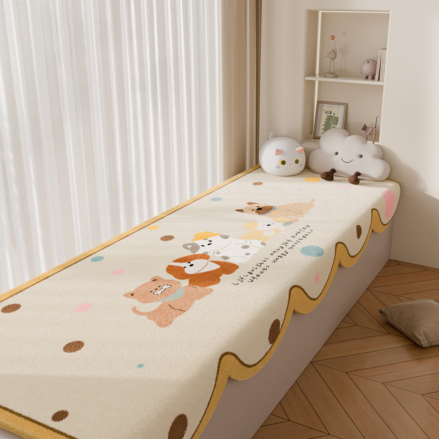 卡通飘窗垫可机洗加厚毛绒窗台垫公主房间飘窗毯主卧阳台垫子坐垫