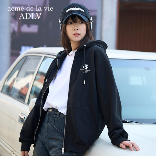 ADLV团队款拉链连帽卫衣男女同款