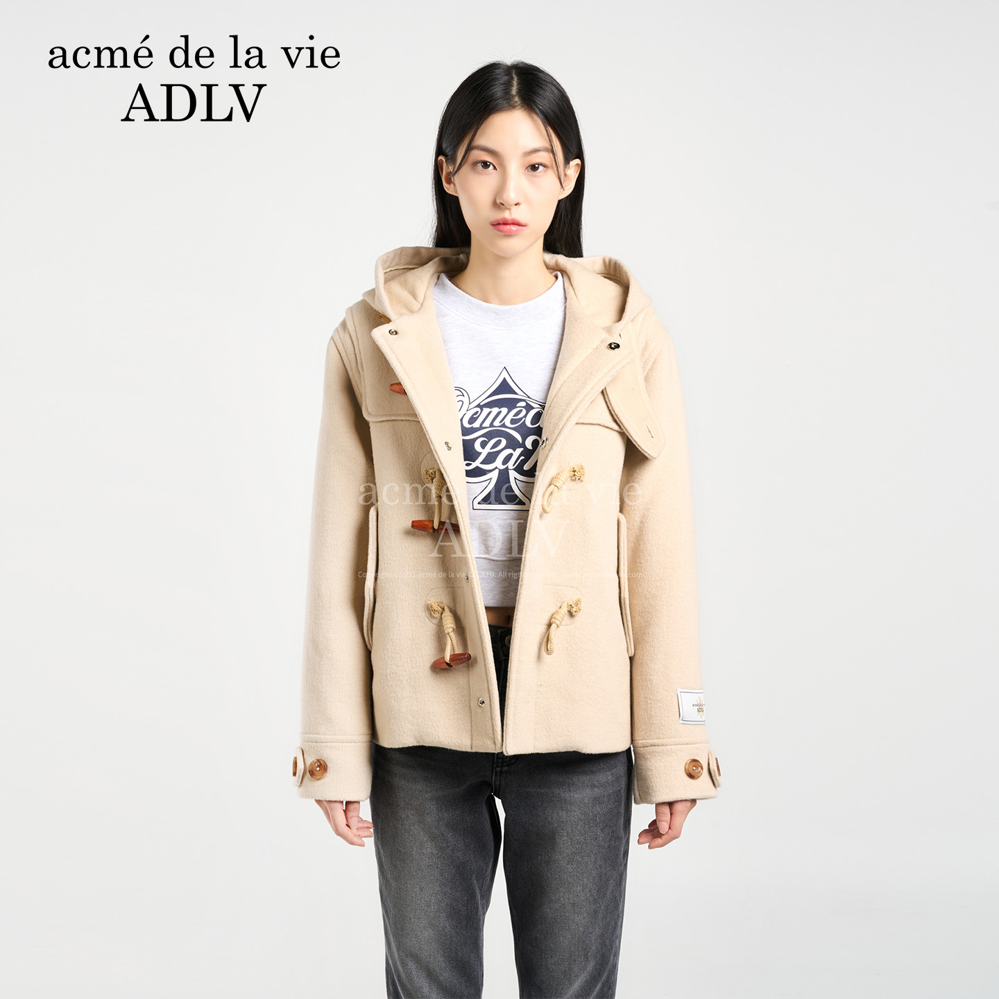 ADLV休闲半身粗呢短大衣羊毛