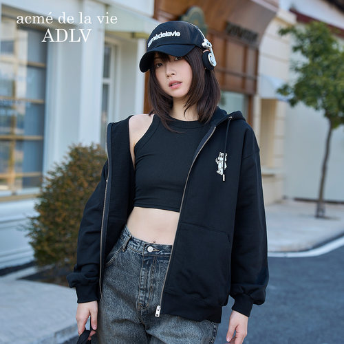 ADLVAC熊拉链连帽卫衣