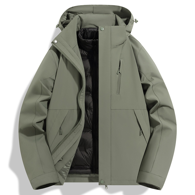 羽绒冲锋衣户外三合一男女同款可拆卸冬季滑雪服外套定制印