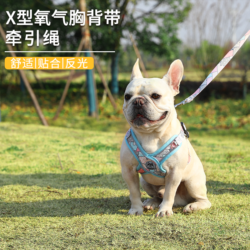 韩版狗狗牵引绳中型小型犬泰迪柴犬法斗遛狗绳子幼犬背心式胸背带