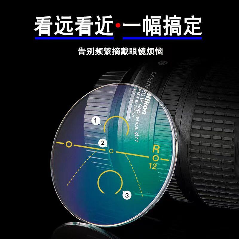 康耐特内渐进多焦点眼镜片远近两用远视老花镜片防蓝光变色渐进片