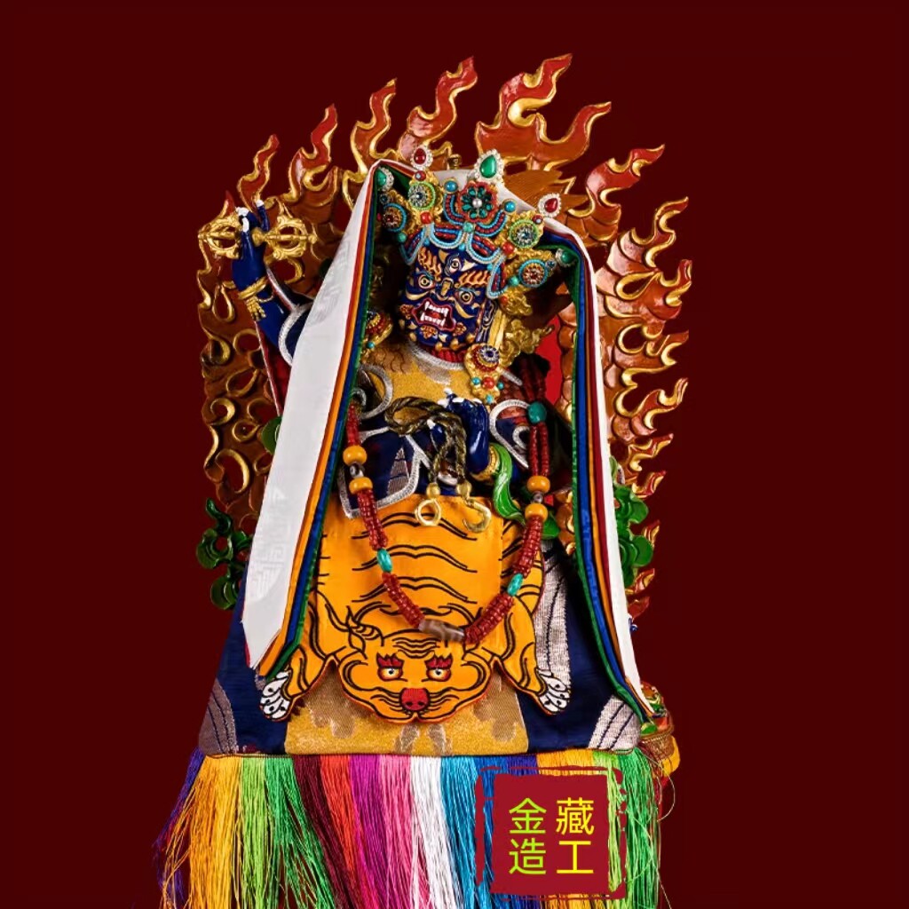 藏传密宗金刚手菩萨纯铜佛像平安镇宅泥金工艺刷金开脸配金丝佛衣