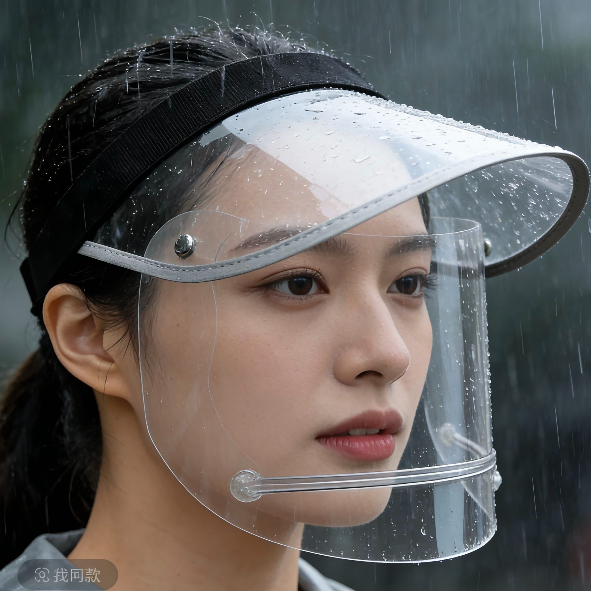 雨天骑车装备护目面罩头戴式电动车防雨面罩挡雨帽不湿脸男女通用