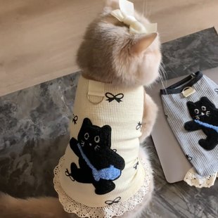 狗衣服带牵引扣猫咪衣服春秋布偶华夫格马尔济斯狗狗宠物服装