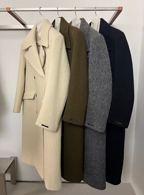 现～韩国东大门正品新款LONDONFLAT25冬羊毛羊驼毛双排扣长款大衣