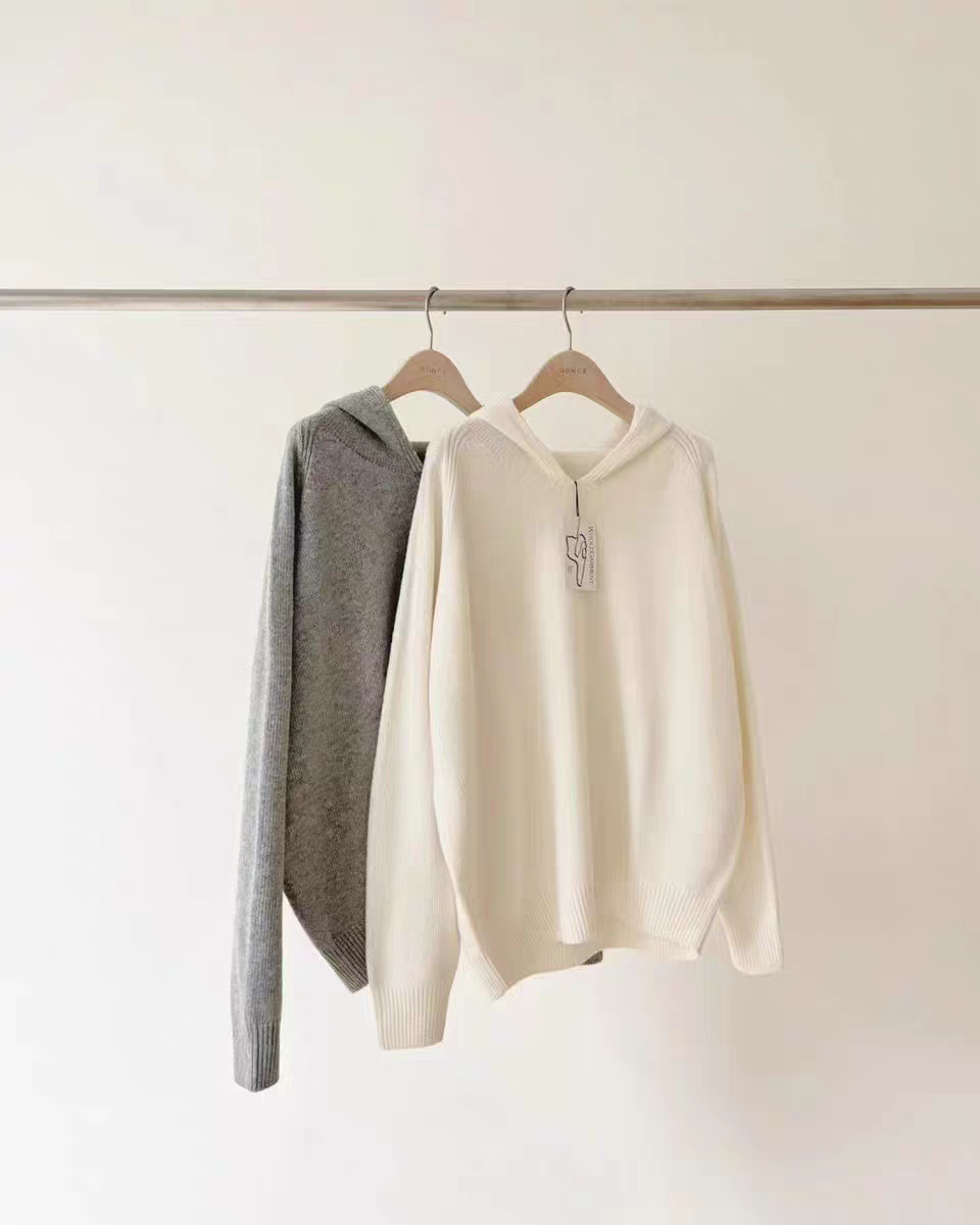 现～韩国正品新款ounce25秋冬时尚百搭休闲宽松连帽羊毛针织毛衣