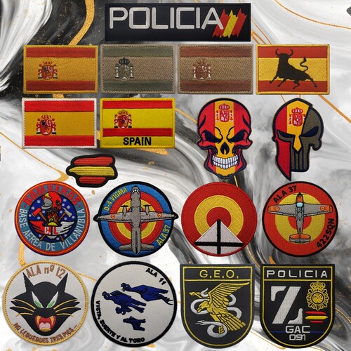 Spain西班牙斗牛旗帜刺绣臂章魔术贴章徽章 战术背包贴军迷士气章