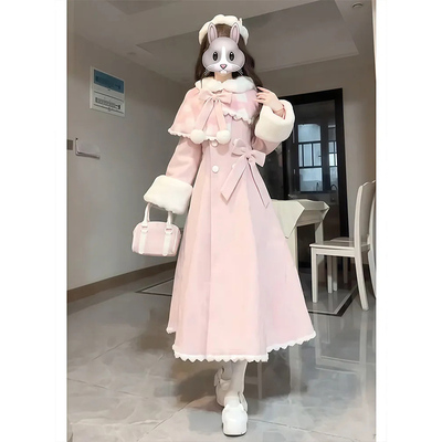 毛呢外套女收腰中长款呢子大衣