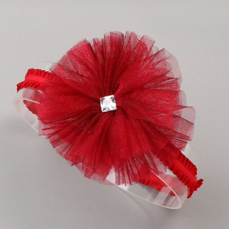 婴幼儿发带弹性红色网纱头饰宝宝满月百天拍照发带儿童发箍0-1岁2