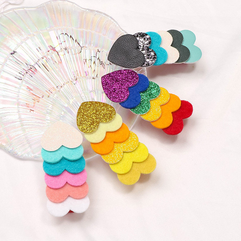 有头发能夹彩虹色系全包布发夹