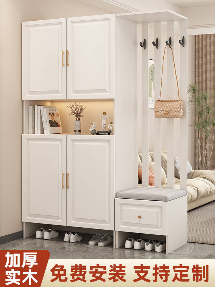 入户门实木玄关柜家用门口鞋柜一体靠墙现代简约屏风隔断柜子客厅