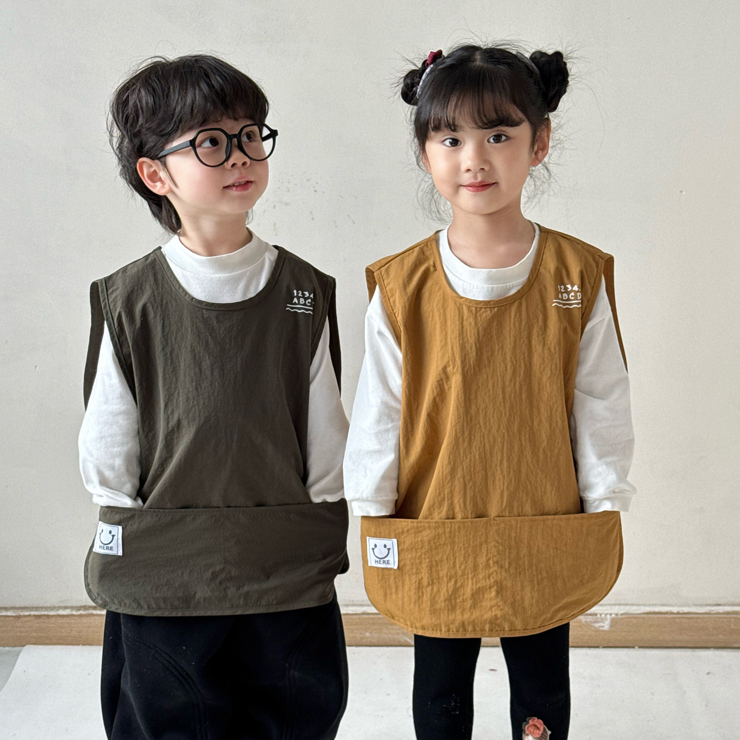 马甲罩衣围裙防泼水中大童幼儿园吃饭围兜园服美术书法画画围裙