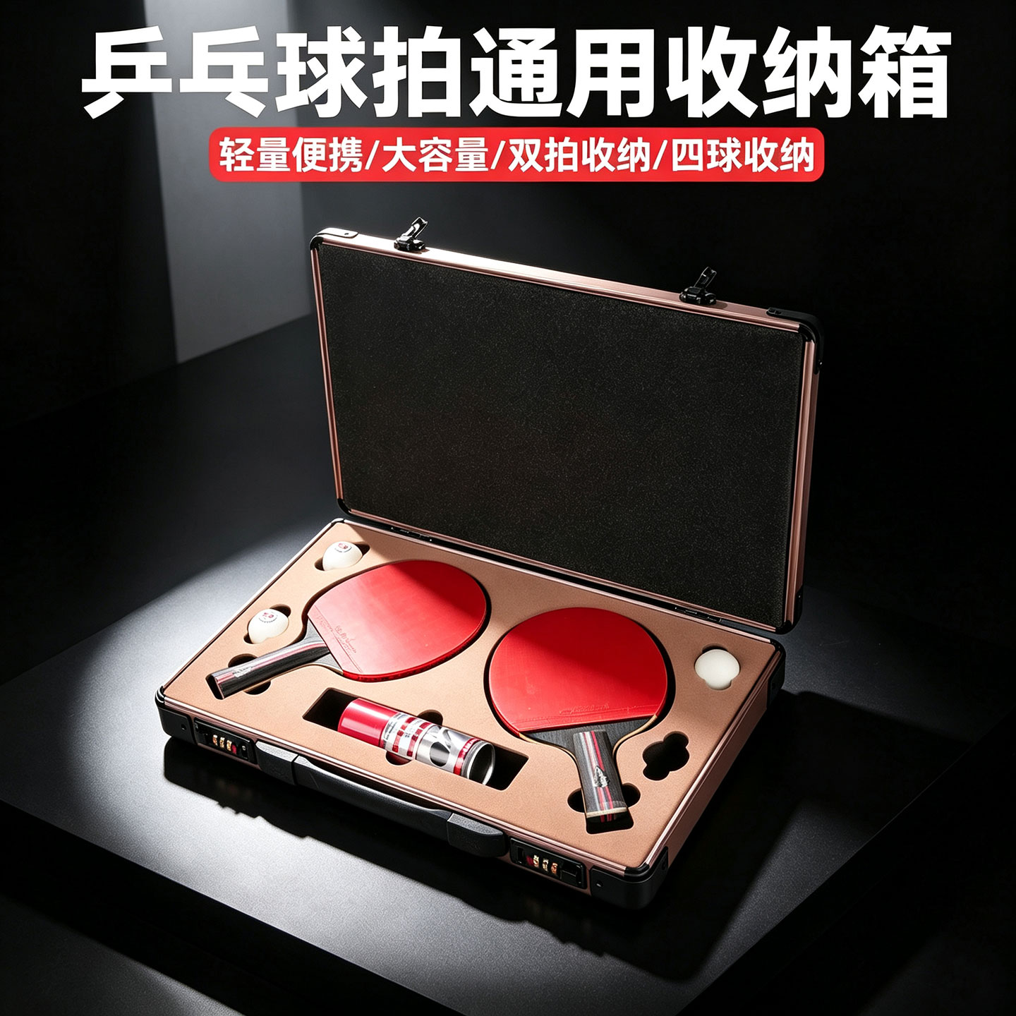 手提式铝合金乒乓球拍包拍盒便携式拍套保护箱收纳盒专业款拍套图片