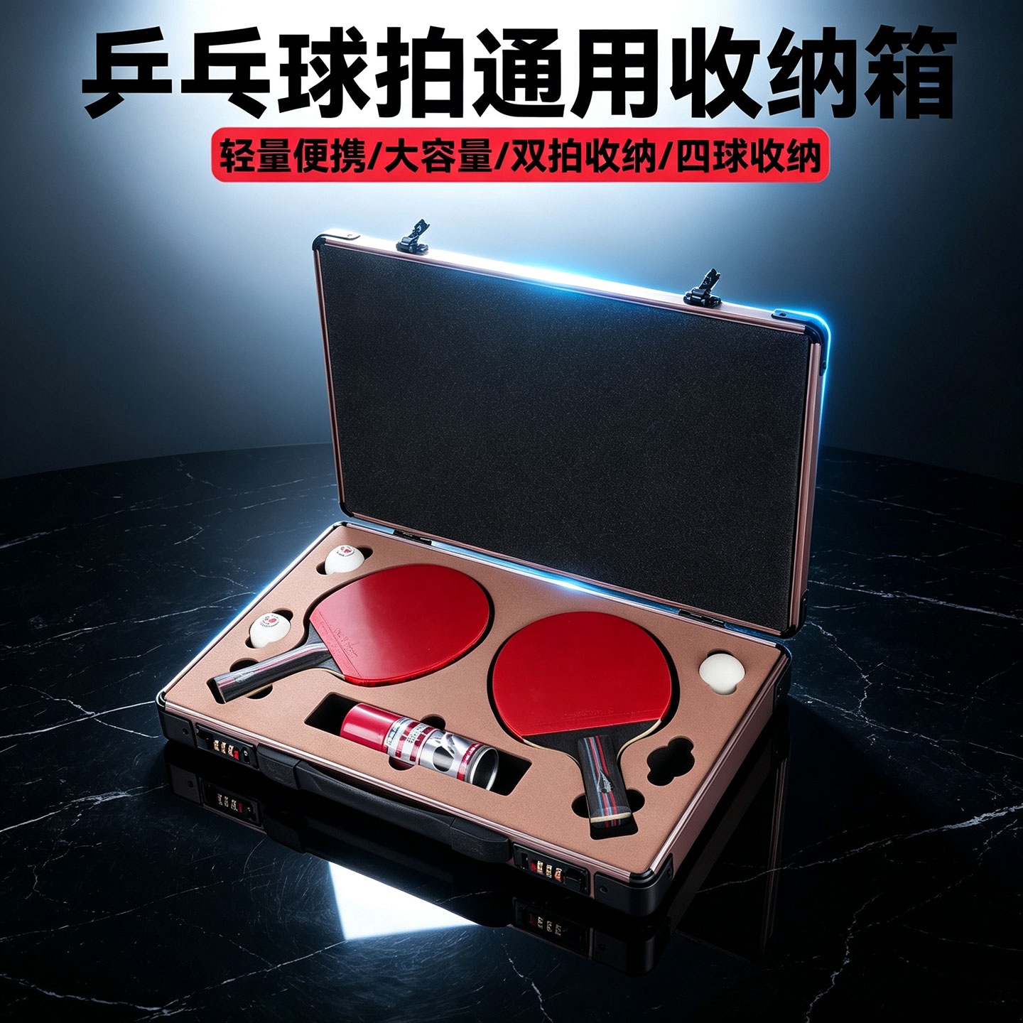 手提式铝合金乒乓球拍包拍盒便携式拍套保护箱收纳盒专业款拍套图片