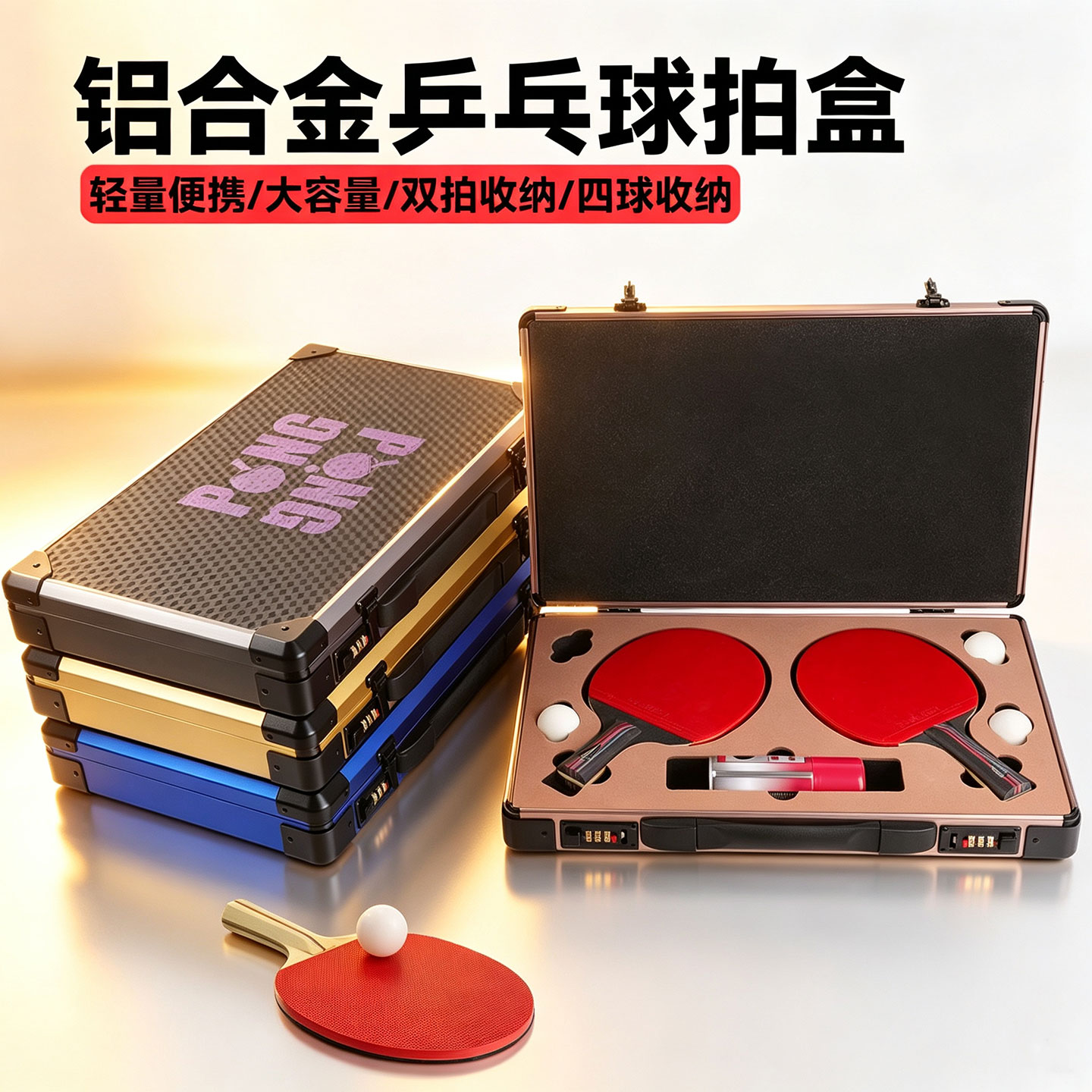 手提式铝合金乒乓球拍包拍盒便携式拍套保护箱收纳盒专业款拍套图片