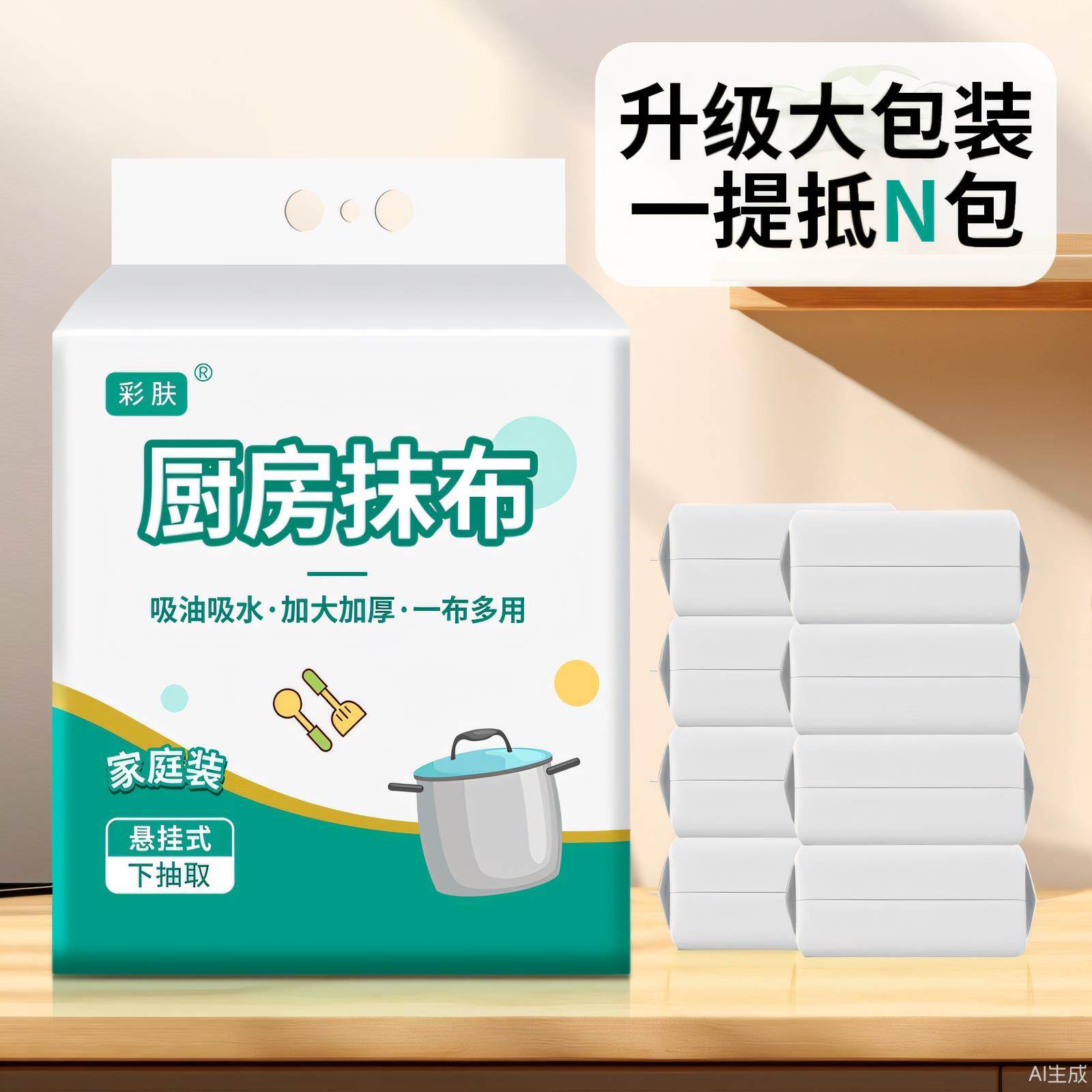 彩肤悬挂式懒人抹布抽取干湿两用厨房纸加厚专用纸巾一次性洗碗布,家庭/个人清洁工具,抹布,淘宝优惠券,粉丝福利购,淘宝优惠卷